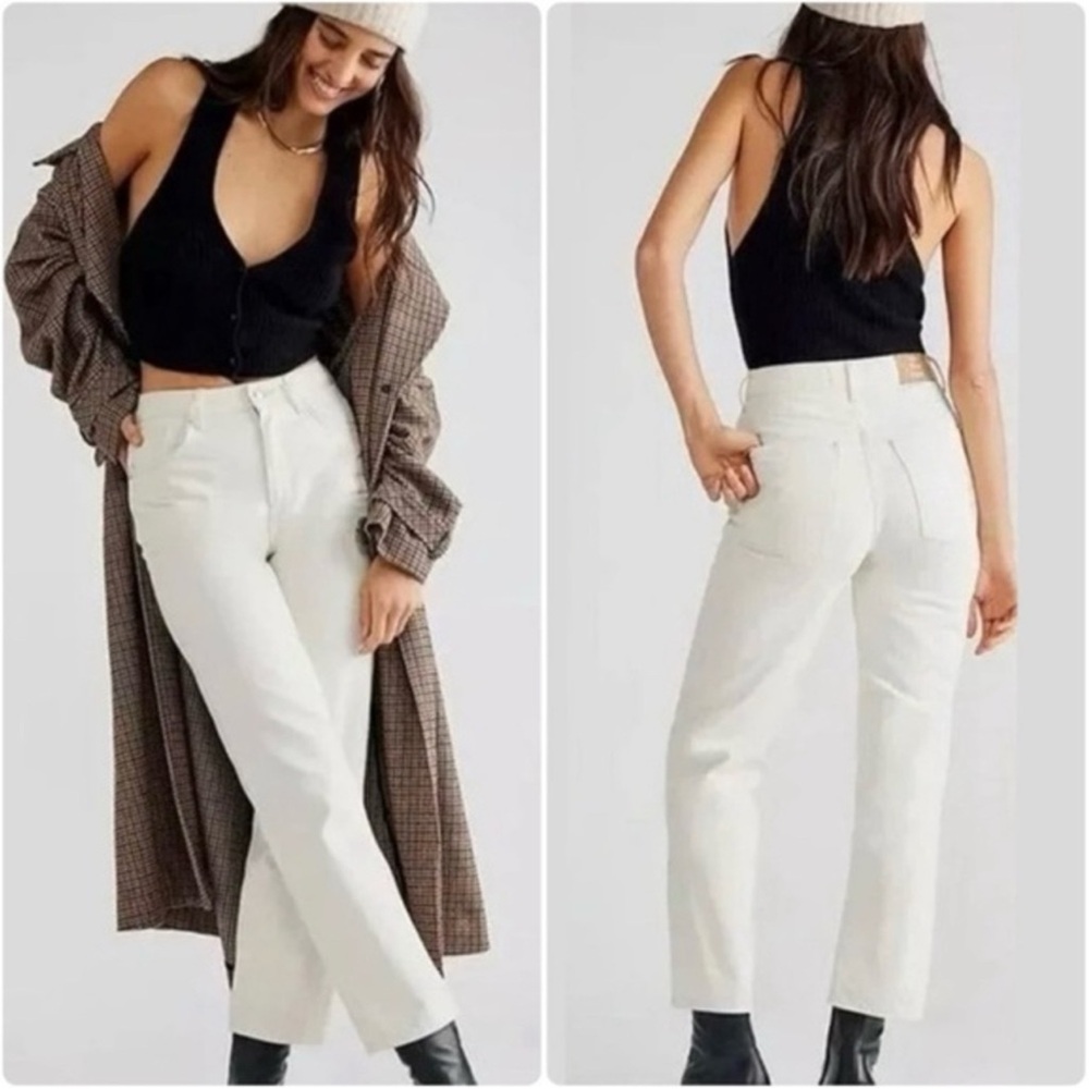Free People We The Free The Pacifica High Rise Straight Leg Off White Jeans